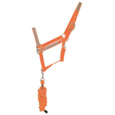 Hy Equestrian Reflector Head Collar & Lead Rope Orange