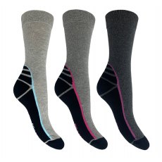 Bramble Ladies Size 4-7 Hiker Socks Grey/Black 3 Pack