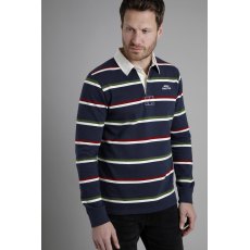 Weird Fish Laxton Organic Long Sleeve Striped Rugby Shirt Navy Blue