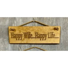 Novelty Happy Wife Happy Life Wooden Sign 30cm