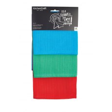 KitchenCraft Cotton Waffle Tea Towels Brights 3 Pack