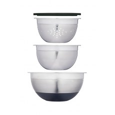 Master Class Smart Space Stainless Steel Bowl Set With Colander 3 Piece