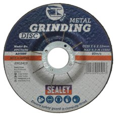 Sealey Metal Grinding Disc 115 - 6mm 5 Pack