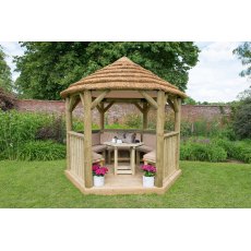 Forest Garden Premium Hexagonal Garden Gazebo With Thatched Roof Forest Garden Premium Hexagonal Garden Gazebo With Thatched Roof