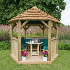 Forest Garden Premium Hexagonal Garden Gazebo With Thatched Roof Forest Garden Premium Hexagonal Garden Gazebo With Thatched Roof