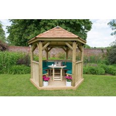 Forest Garden Premium Hexagonal Garden Gazebo With Cedar Roof Forest Garden Premium Hexagonal Garden Gazebo With Cedar Roof