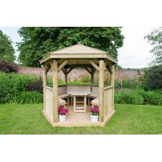 Forest Garden Premium Hexagonal Garden Gazebo With Timber Roof Forest Garden Premium Hexagonal Garden Gazebo With Timber Roof