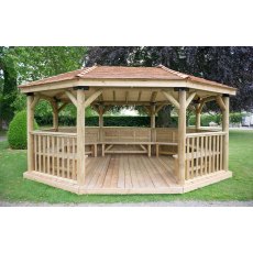 Forest Garden Premium Oval Garden Gazebo With Cedar Roof Forest Garden Premium Oval Garden Gazebo With Cedar Roof