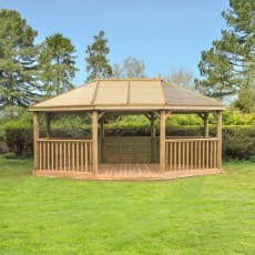 Forest Garden Premium Oval Garden Gazebo With Timber Roof Forest Garden Premium Oval Garden Gazebo With Timber Roof
