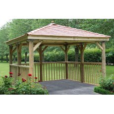 Forest Garden Premium Square Garden Gazebo With Cedar Roof Forest Garden Premium Square Garden Gazebo With Cedar Roof