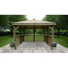 Forest Garden Premium Square Garden Gazebo With Timber Roof Forest Garden Premium Square Garden Gazebo With Timber Roof