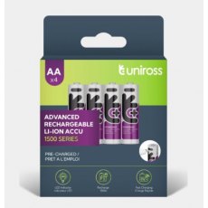 Uniross Rechargeable Lithium USB-C Battery 1.5v 4 Pack Uniross Rechargeable Lithium USB-C Battery 1.5v 4 Pack