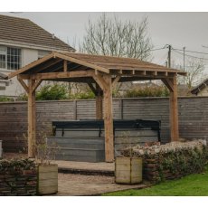 Ruby Apex Wooden Pergola With Overhand Treated Featheredge Ruby Apex Wooden Pergola With Overhand Treated Featheredge
