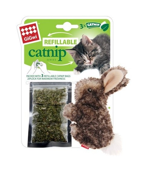 GIGWI GiGwi Refillable Rabbit Ziplock Cat Toy With Catnip