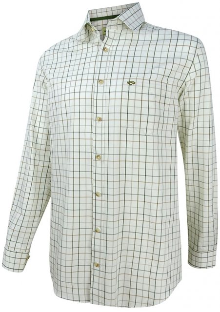 Hoggs Of Fife Hoggs Balmoral Tattersall Shirt Green & Brown Size 15.5"