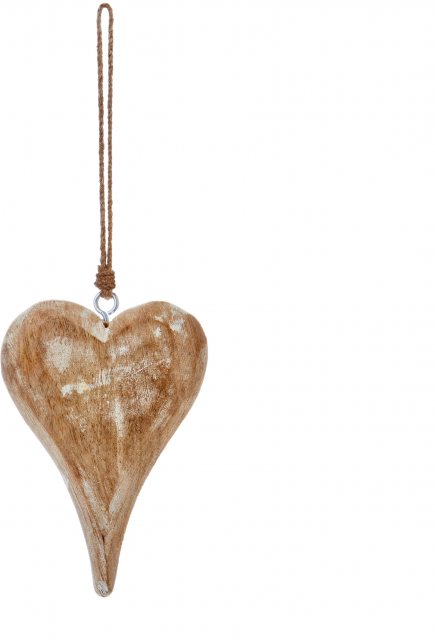 Mango Wood Hanging Heart 16cm