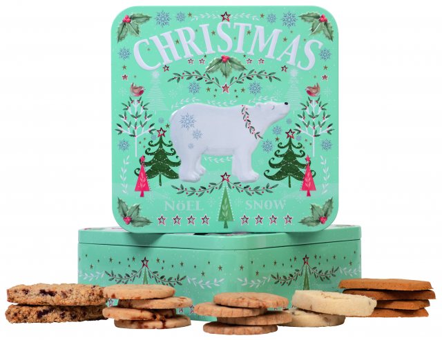 Polar Bear Square Tin Of Assorted Biscuits 400g