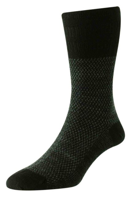 HJ Hall Jacquard Softop Wool Sock Black 6-11