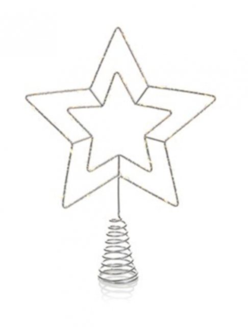 Tree Topper LED Silver Star Warm White 25cm