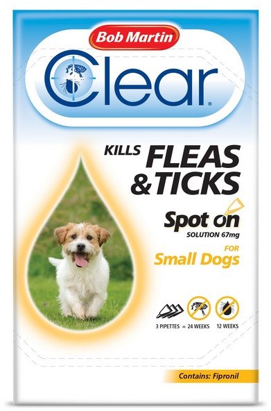 Bob Martin Fleaclear Spot On Small Dog 3 Tube Flea Tick Worm Treatments Mole Avon