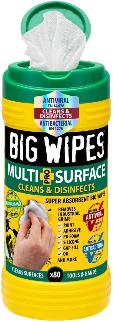 Big Wipes - Heavy-Duty Pro+ Antiviral Wipes (Tub 80)