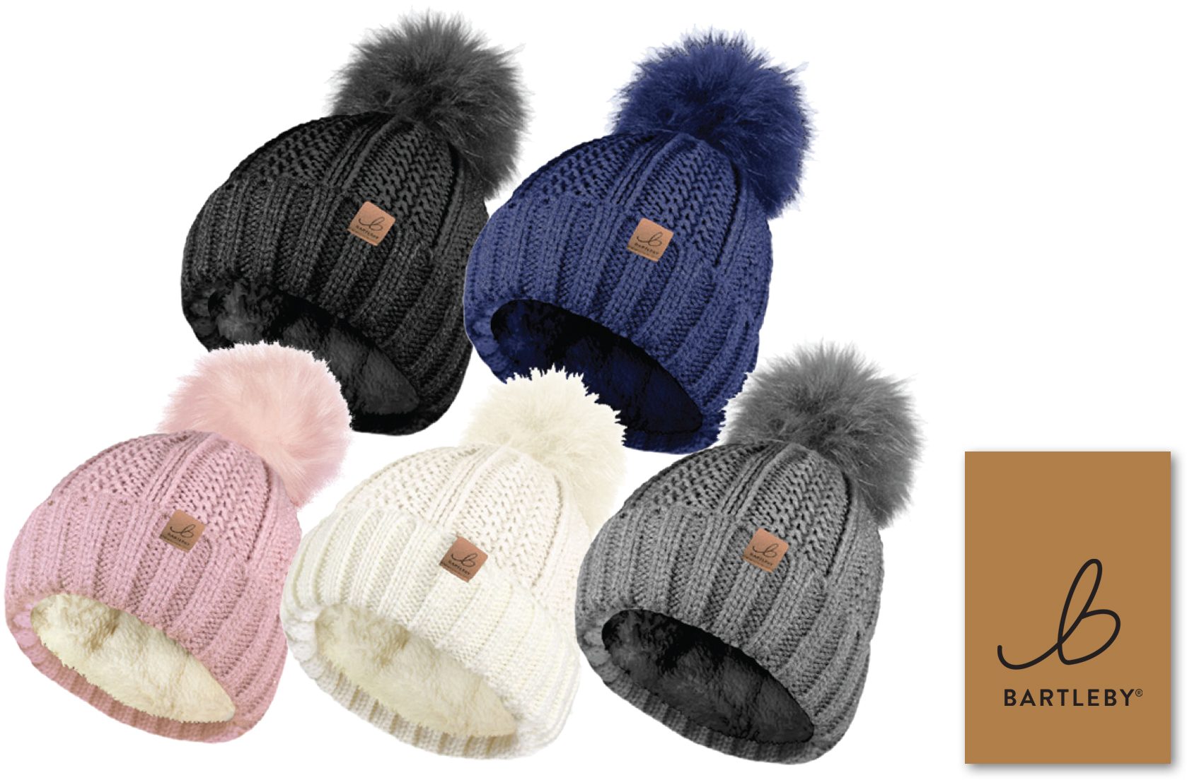 Bartleby Ladies Sherpa Lined Bobble Hat Assorted - Hats - Mole Avon