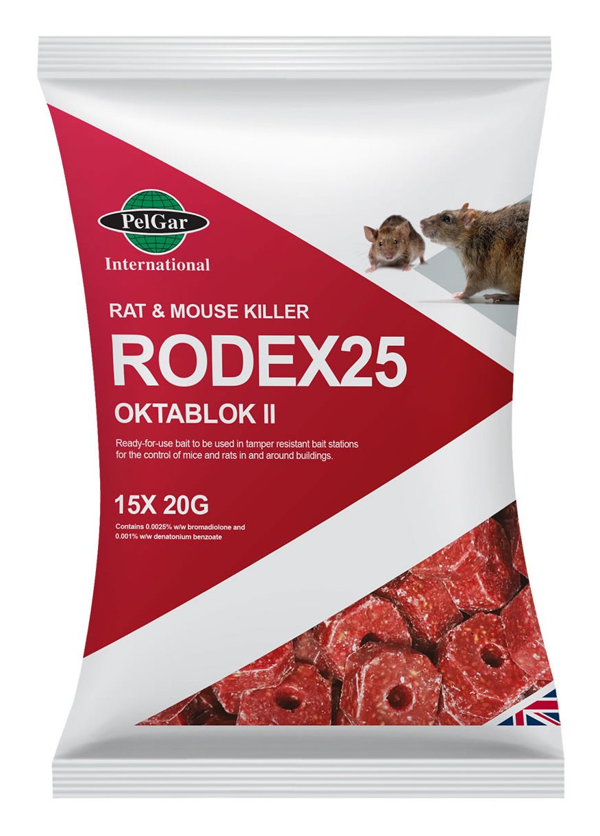 Rodex Oktablok Bromadiolone Blocks 15 x 20g - Rodent Baits