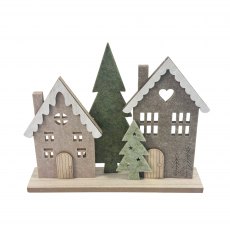 Apac Felt Houses & Trees With Wooden Stand 20.7cm Apac Felt Houses & Trees With Wooden Stand 20.7cm
