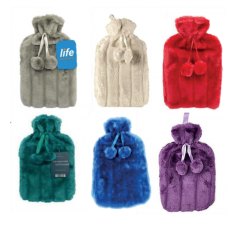 Life Healthcare Fur Pom Poms Hot Water Bottle Assorted Life Healthcare Fur Pom Poms Hot Water Bottle Assorted