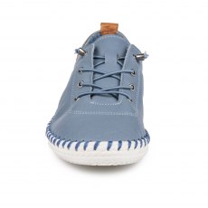 St Ives Leather Trainer Mid Blue