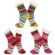 Nuzzles Fleece Nordic Stripe Sock Assorted