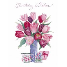 Decoupage Tulips In Blue Vase Birthday Card