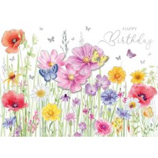 Decoupage Field Of Flowers Birthday Card