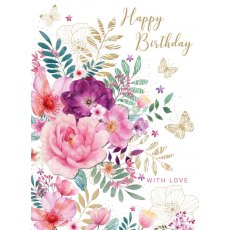 Decoupage Flowers With Love Birthday Card