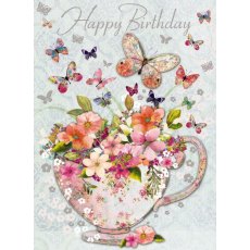 Decoupage Floral Teacup Birthday Card