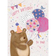 Decoupage Birthday Bear & Balloons Card