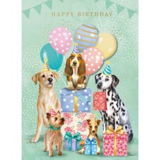 Decoupage Dogs & Presents Happy Birthday Card