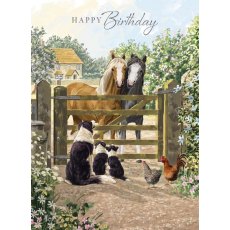 Decoupage Farm Animals Happy Birthday Card