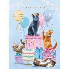 Decoupage Cats Birthday Card