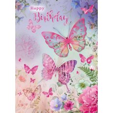 Decoupage Butterflies & Flowers Birthday Card