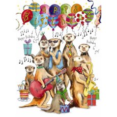 Decoupage Musical Meerkats Birthday Card