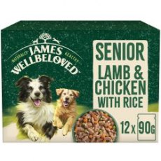 James Wellbeloved Senior Lamb, Chicken & Rice Gravy 12 x 90g Pouch