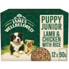 James Wellbeloved Puppy Lamb, Chicken & Rice Gravy 12 x 90g Pouch
