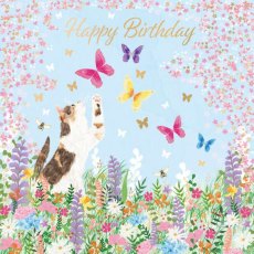 Beaux Chic Cat & Butterflies Birthday Card