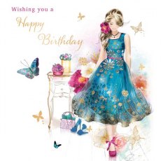 Beaux Chic Flowery Dress Birthday Card