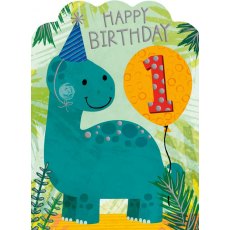 Age 1 Anipals Dinosaur Birthday Card