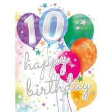 Balloons 10th Birthday Card