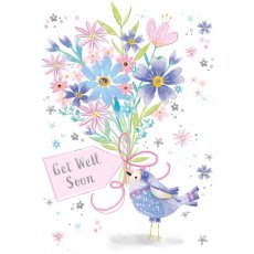 Bird & Flowers Get Well Soon Card