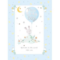 Bunny & Balloon Baby Boy Card
