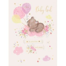 Baby Girl Pink Balloons Card